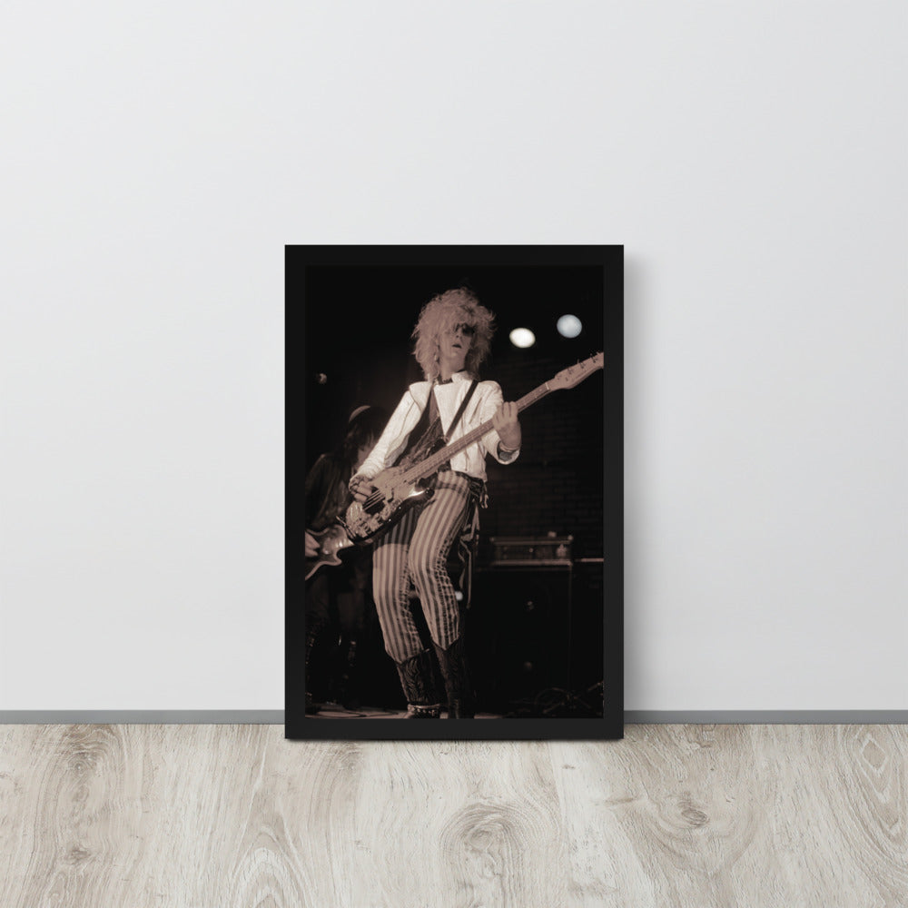 Framed Print: Duff McKagen playing with GNR on June 6th, 1985 at the Troubadour