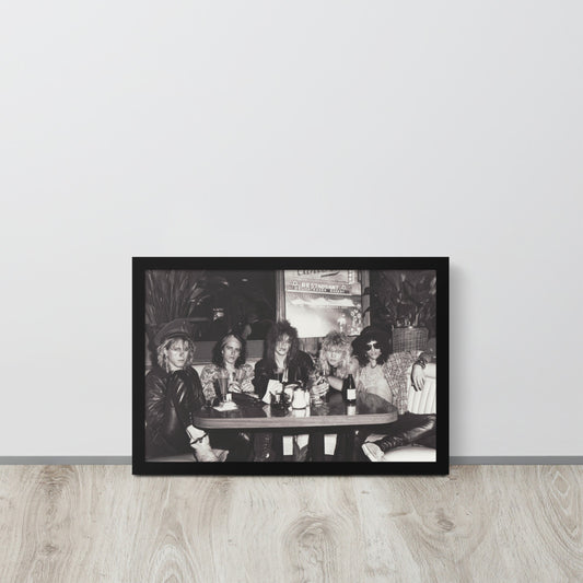 Framed Print: Guns N' Roses Promotional Photo at Canters Deli, June 1985