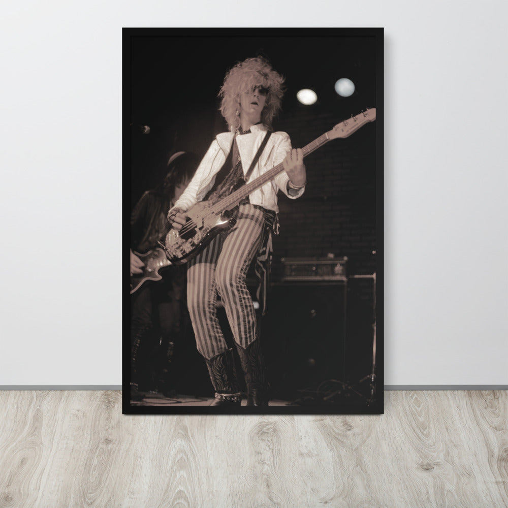 Framed Print: Duff McKagen playing with GNR on June 6th, 1985 at the Troubadour